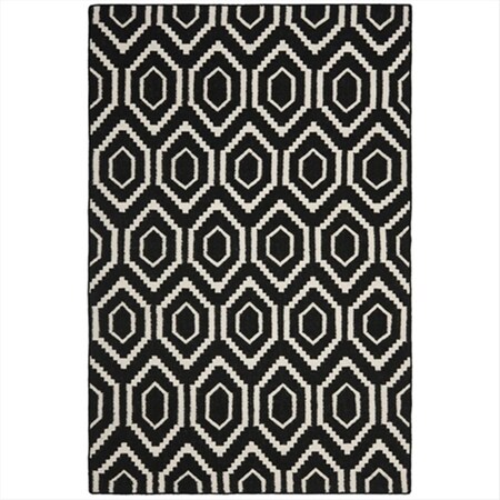 Safavieh 9 Ft. X 12 Ft. Large Rectangle Contemporary Dhurries- Black And Ivory- Flatweave Rug DHU556L-9